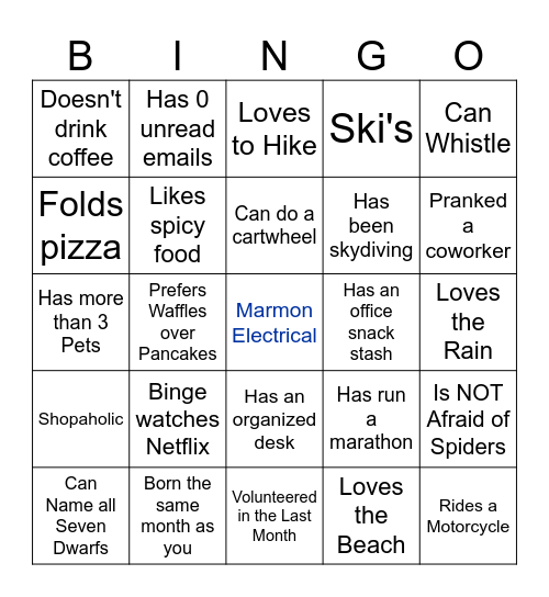 Find the Guest! Bingo Card