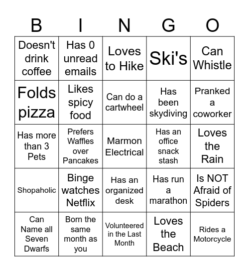 Find the Guest! Bingo Card