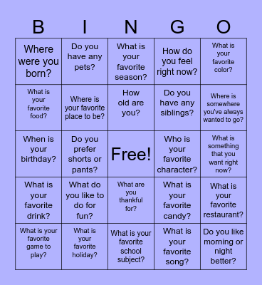 Get-To-Know-You Bingo Card