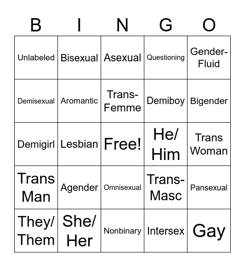 LGBTQ Bingo Card