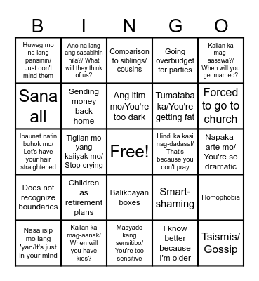 Apir Tayo, Sumakit ang Ulo ko Bingo Card
