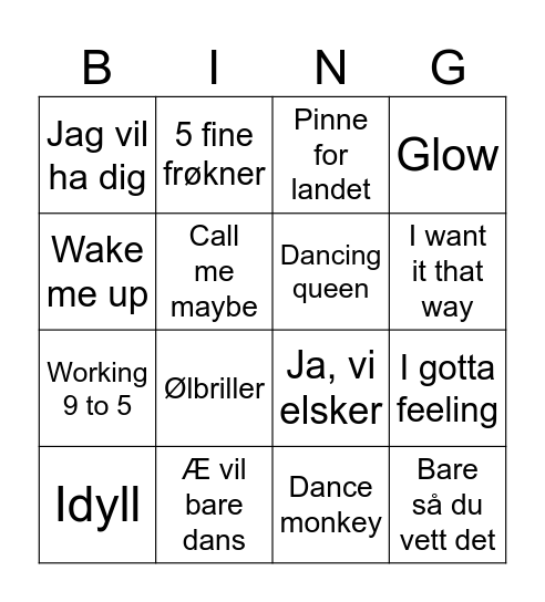 MUSIKKBINGO Card