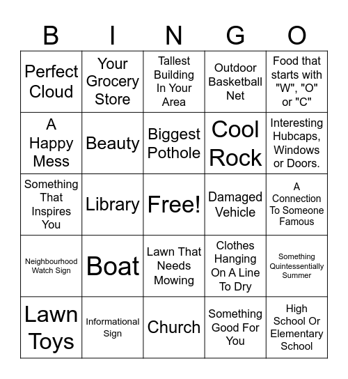 WOC Scavenger Hunt Bingo - Week 2 Bingo Card