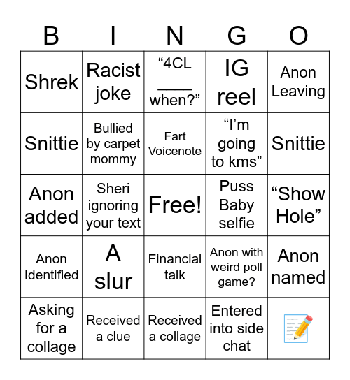 4CL A Bingo Card