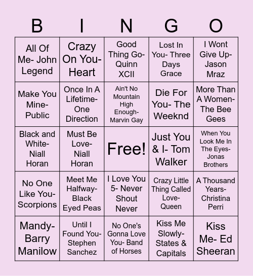 LOVE Bingo Card