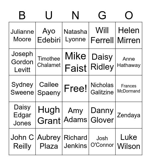 Zgub Bungo Bingo Card