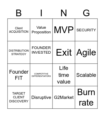 Startup-Bingo Card