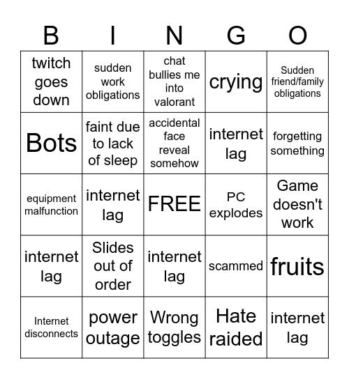Sizzane 2.0 Debut Scuff Bingo Sheet Bingo Card
