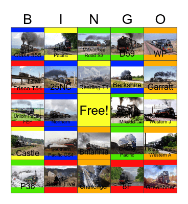 Fast Steam Locomotives Bingo Card