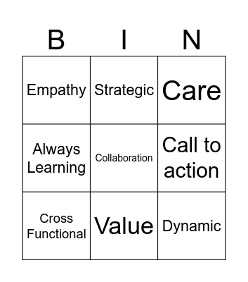 CUSTOMER FIRST Bingo Card