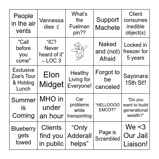 EMCOT BINGO 2024 Bingo Card