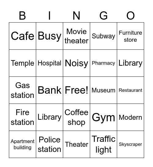 City Bingo Card