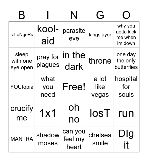 bring me the horizon Bingo Card