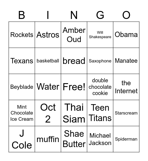 Dorian Bingo Card
