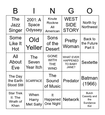 Movie Bingo - CARD D Bingo Card