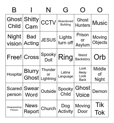 Boing GHOST Bingo Card