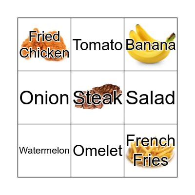 Food Bingo Card