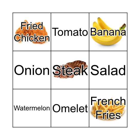 Food Bingo Card