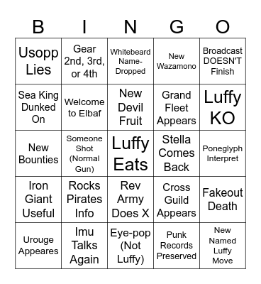 One Piece 2024 Bingo Card