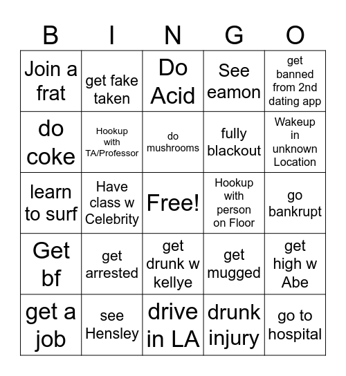 Aakrit and Kellye Bingo Card