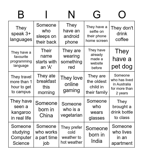 MCD4740 - Learn the name of someone who matches the tile Bingo Card