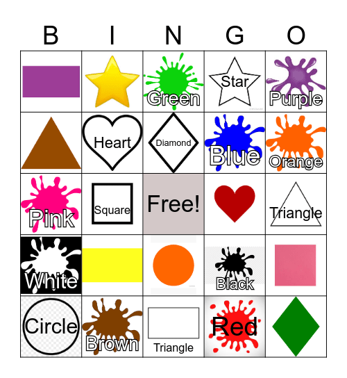 Colors and Shapes Bingo Card