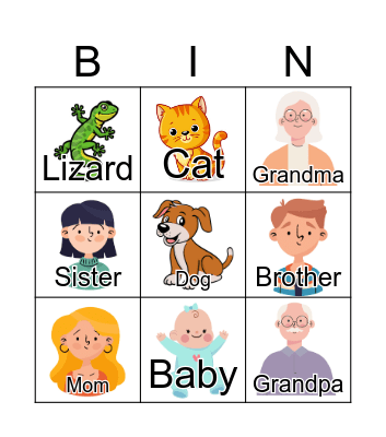 Family members Bingo Card