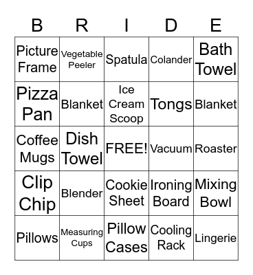 Julie's Bridal Shower  March 23rd, 2013 Bingo Card