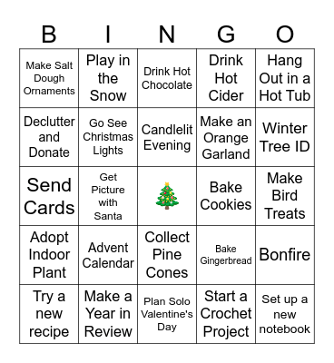 🎄 Solo Winter Bucket List 🎄 Bingo Card