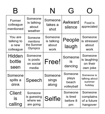 Summer Party 2024 Bingo Card