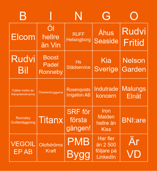 Enkla Mingelbingo Card