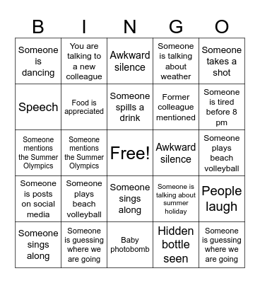 Summer Party 2024 Bingo Card