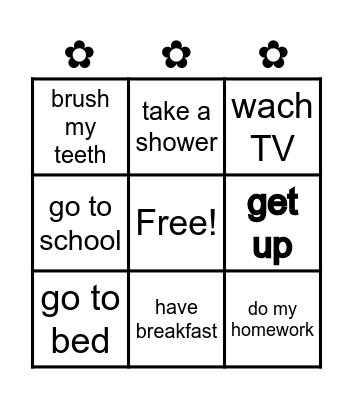 My routine Bingo Card