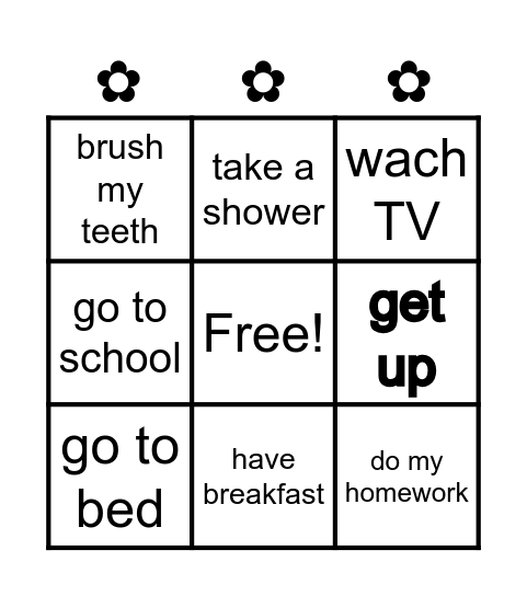 My routine Bingo Card