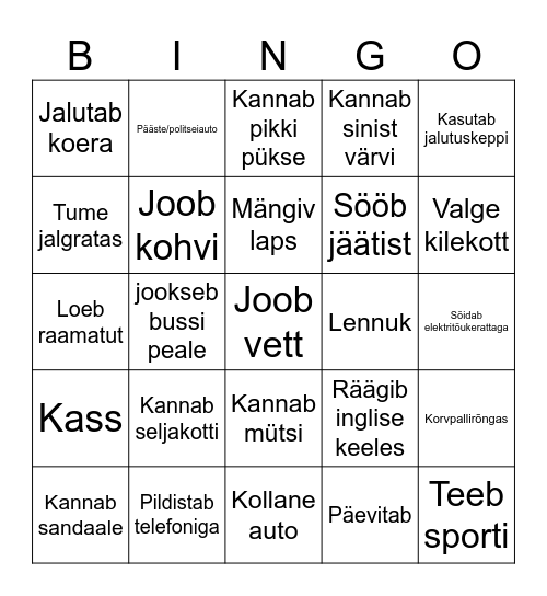 Distantsülesanne Bingo Card