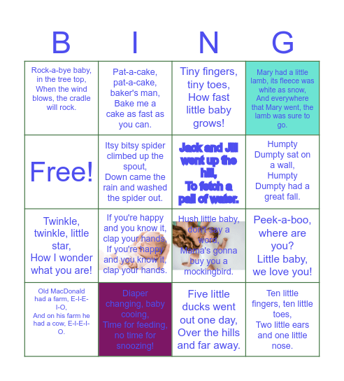 BABY RHYMS Bingo Card