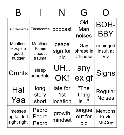 ELIOTT'S BDAY Bingo Card