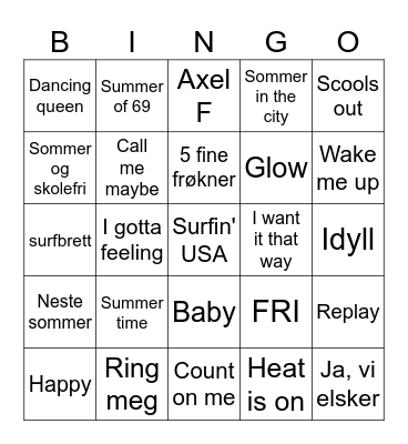 MUSIKKBINGO Card