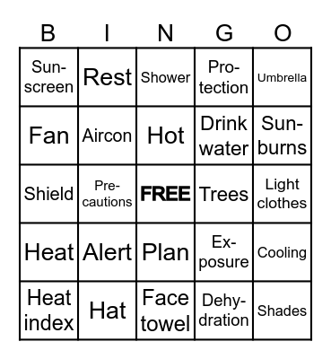 HEAT SAFETY BINGO Card