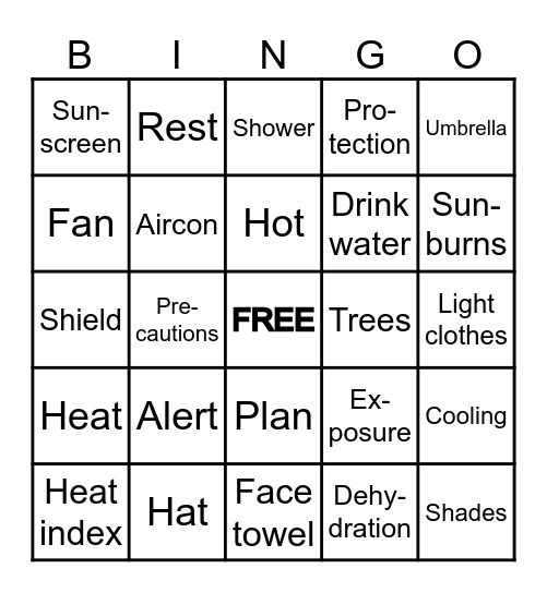 HEAT SAFETY BINGO Card