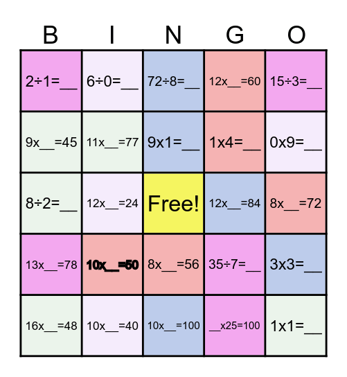 Bingo game with a twist. Time to solve: 60 sec Bingo Card