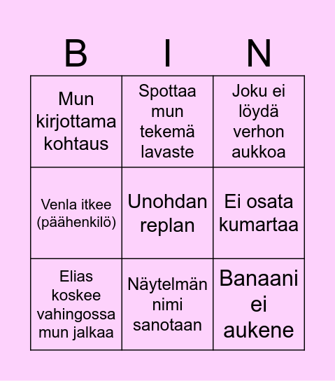 Tuntemattoman eläimen jäljet bingelis :) Bingo Card