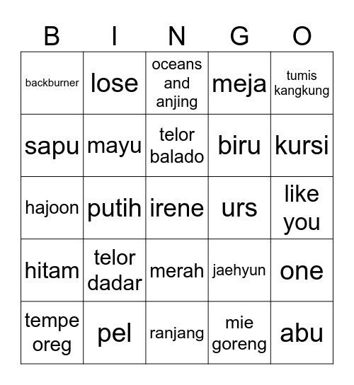 haj Bingo Card