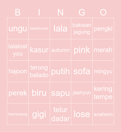 kayina's♡ Bingo Card