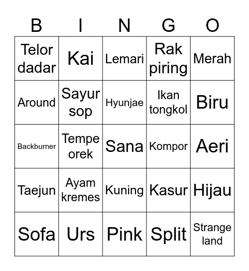 juyeon Bingo Card