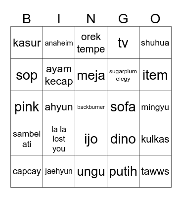 bingo shua Bingo Card