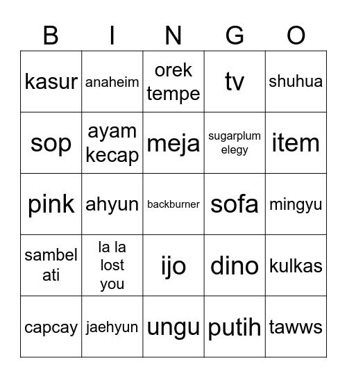 bingo shua Bingo Card