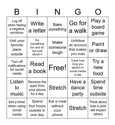 Screen Awareness Week Bingo Card