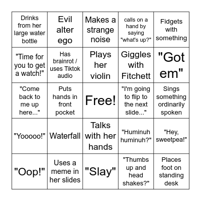 Teacher Bingo Card