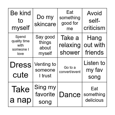 Self care :) Bingo Card